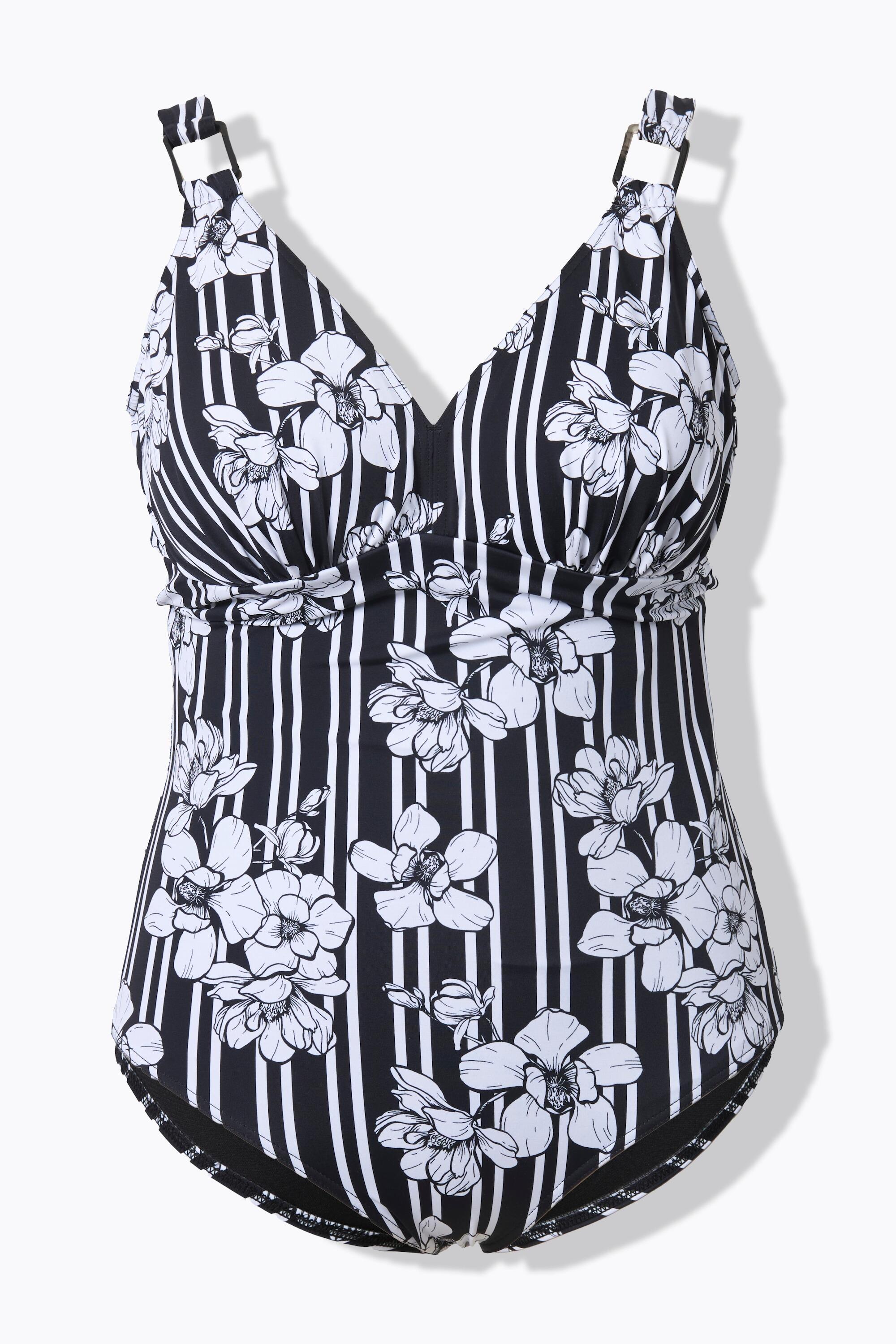 Femme Maillot de bain avec bonnets souples motif rayures/fleurs matière recyclée 4/7