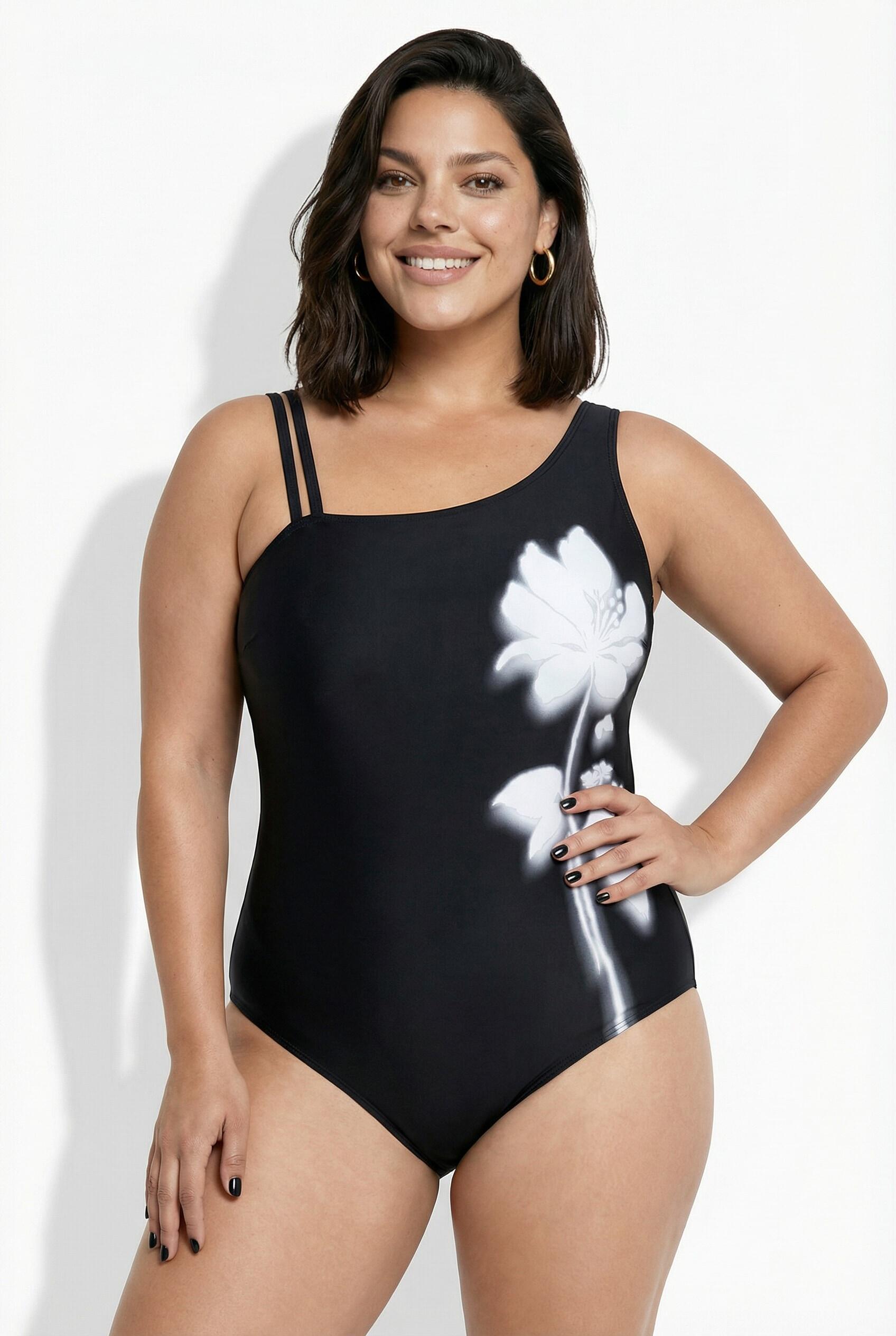 Femme Maillot de bain à fleurs avec bonnets souples et décolleté rond 6/7