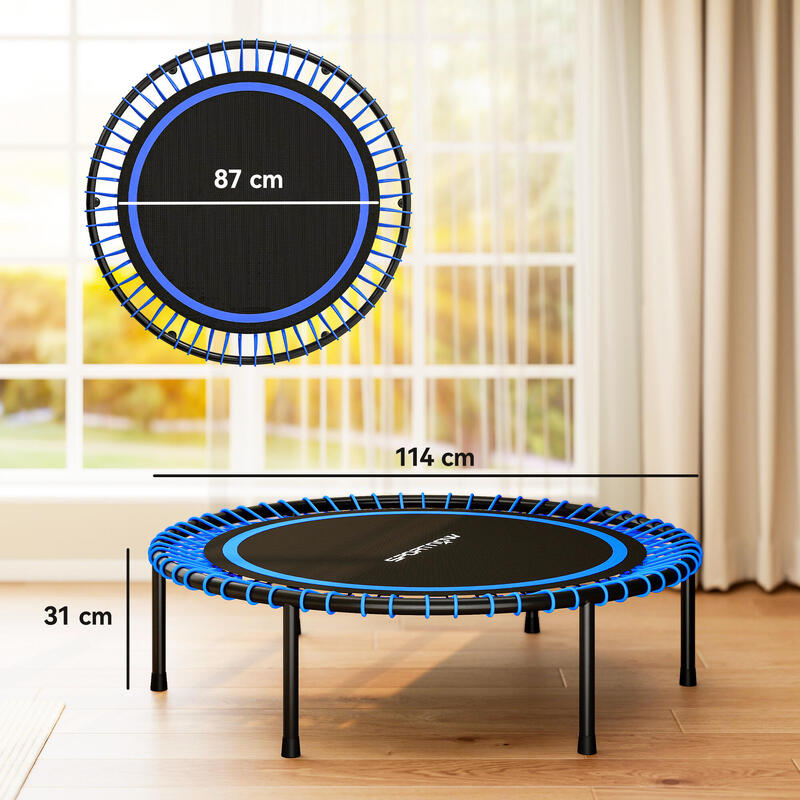 Trambulina fitness SPORTNOW cu 36 de corzi din oțel și PP Ø114x31 cm, albastră