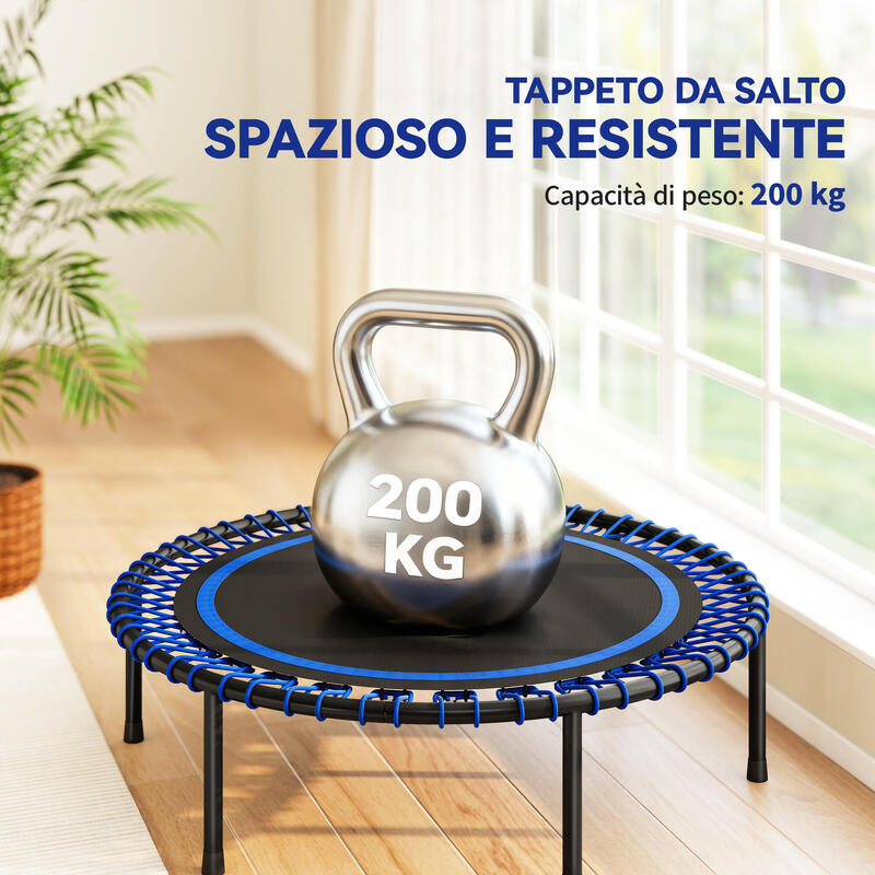 Trambulina fitness SPORTNOW cu 36 de corzi din oțel și PP Ø114x31 cm, albastră