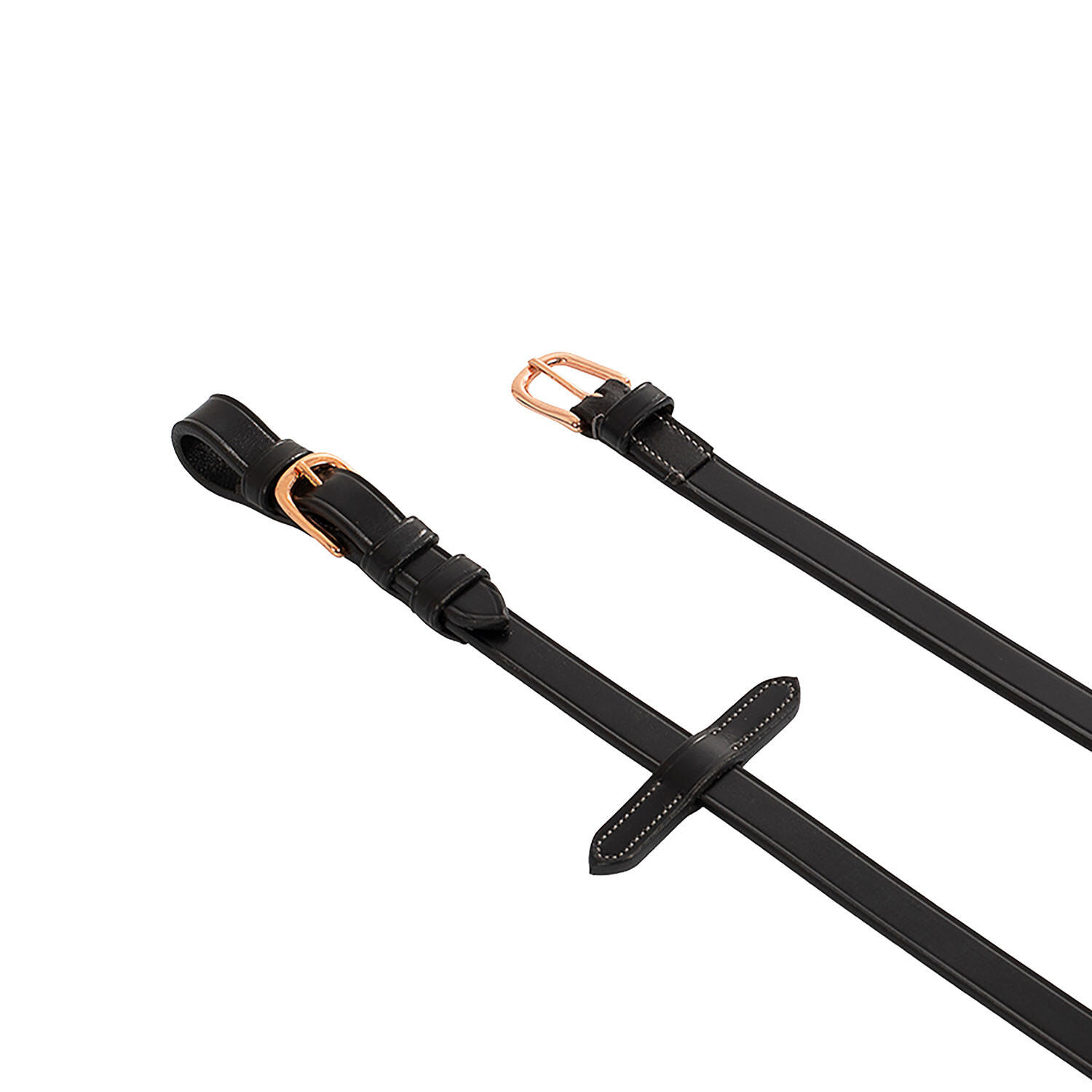 Rênes pour bride anglaise cuir et caoutchouc boucles rose gold 2/3