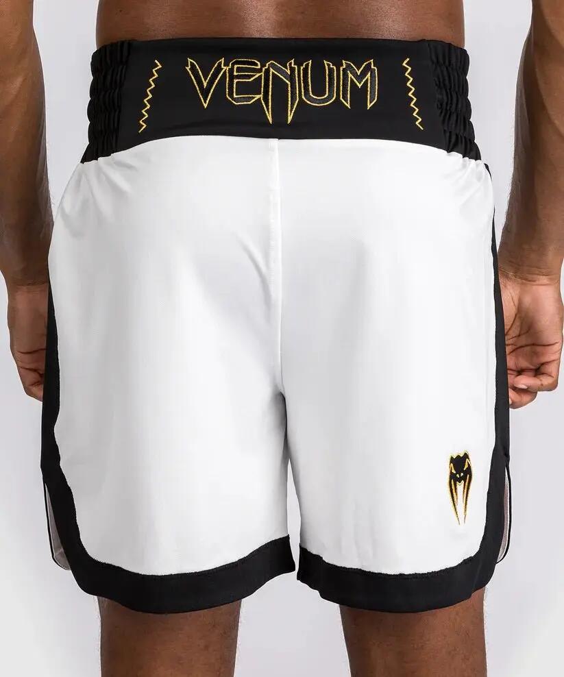 Pantalones cortos de boxeo clásicos Venum, blancos/negros, talla L. 6/7