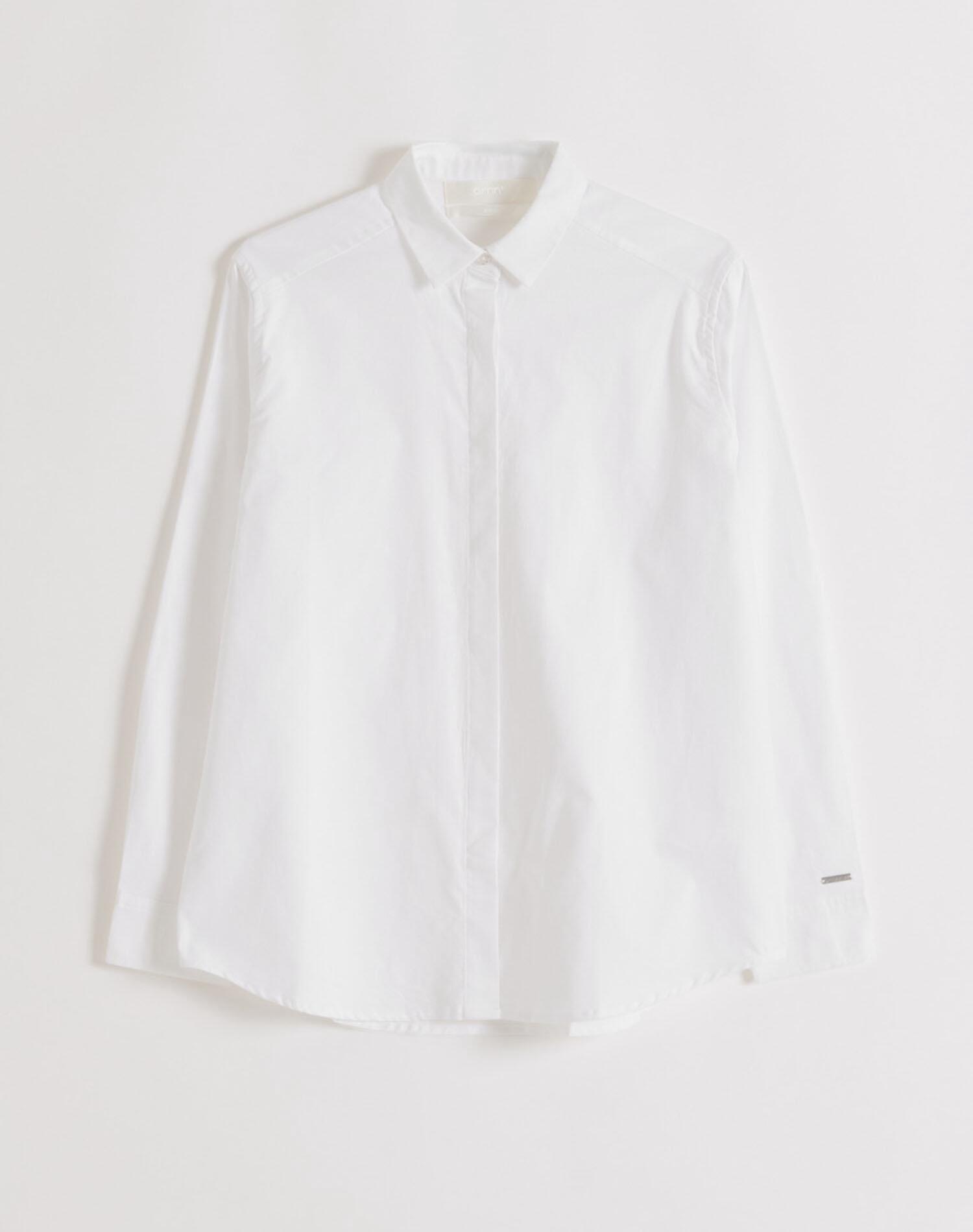 Camisa Mujer Algodón Tejido Oxford Abotonada Manga Larga Corte Relajado Blanco 6/6