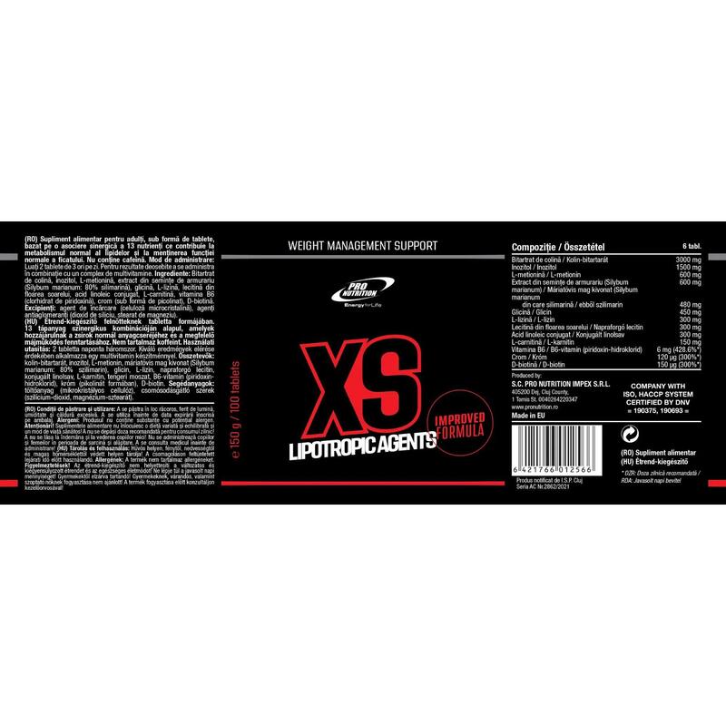 Formulă lipotropică pentru slăbit, XS, 100 tablete