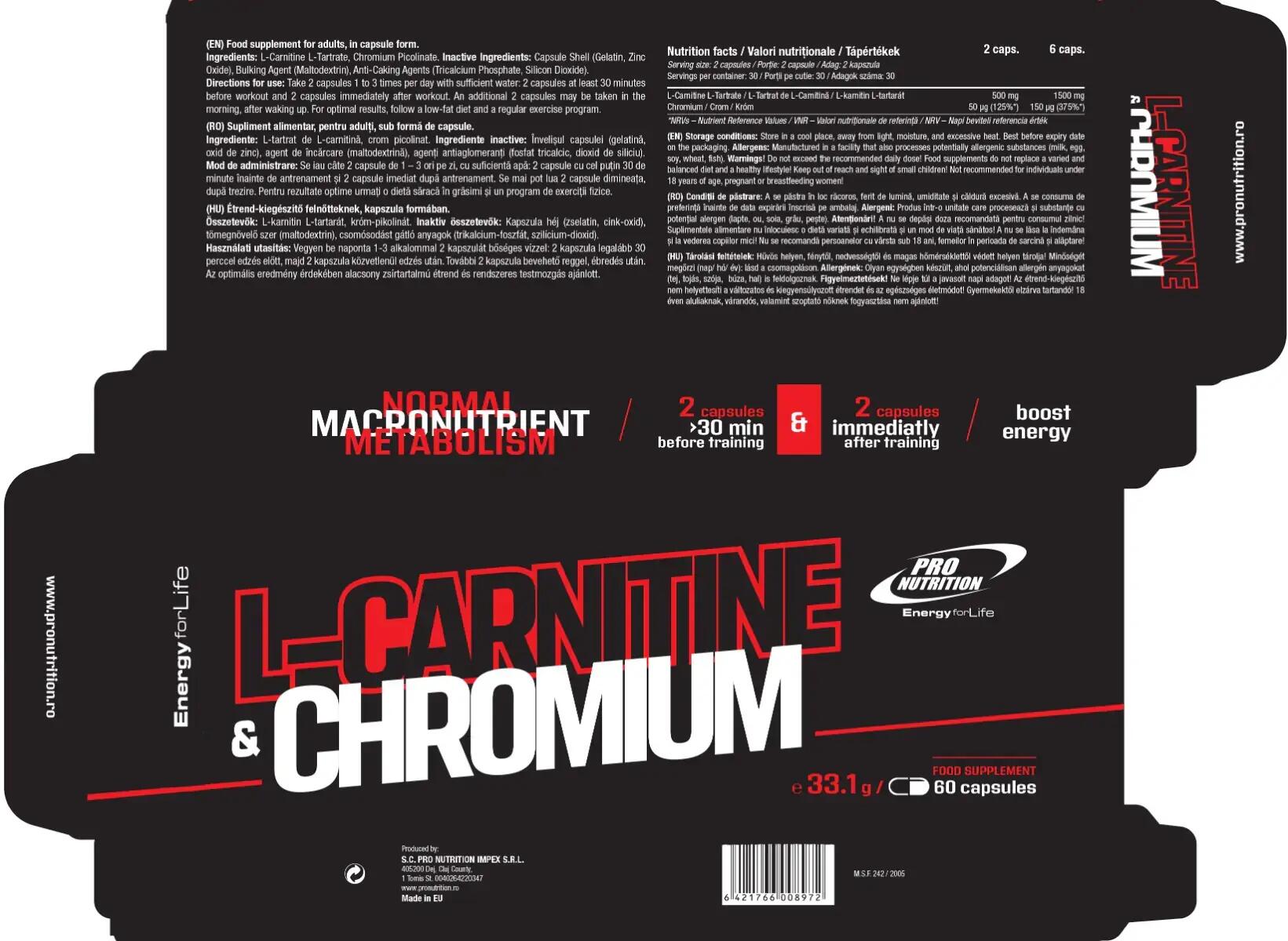 L-Carnitină & Chromium, 60 capsule 3/3