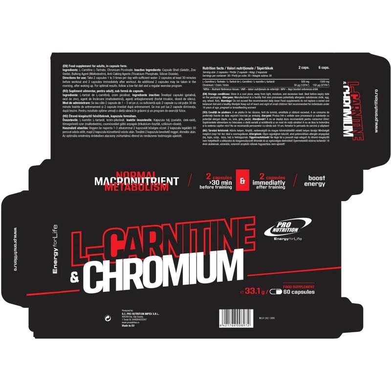 L-Carnitină & Chromium, 60 capsule