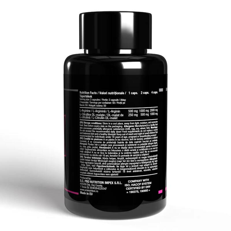 Supliment pre-antrenament cu arginină, Nox-Pro, 100 capsule
