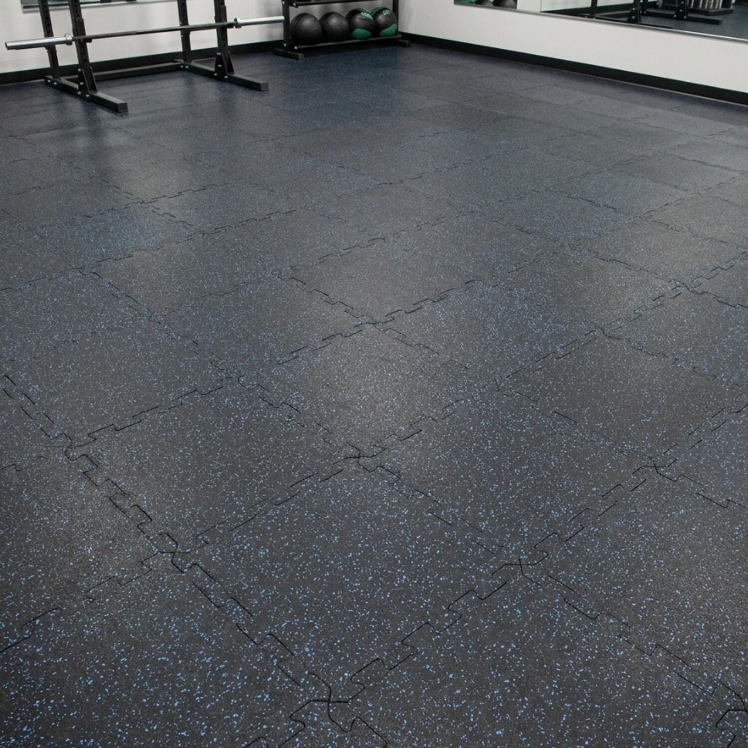 Kit suelo gimnasio 4 m² 6 mm tipo puzzle negro (EPDM azul) LESTARE 3/4