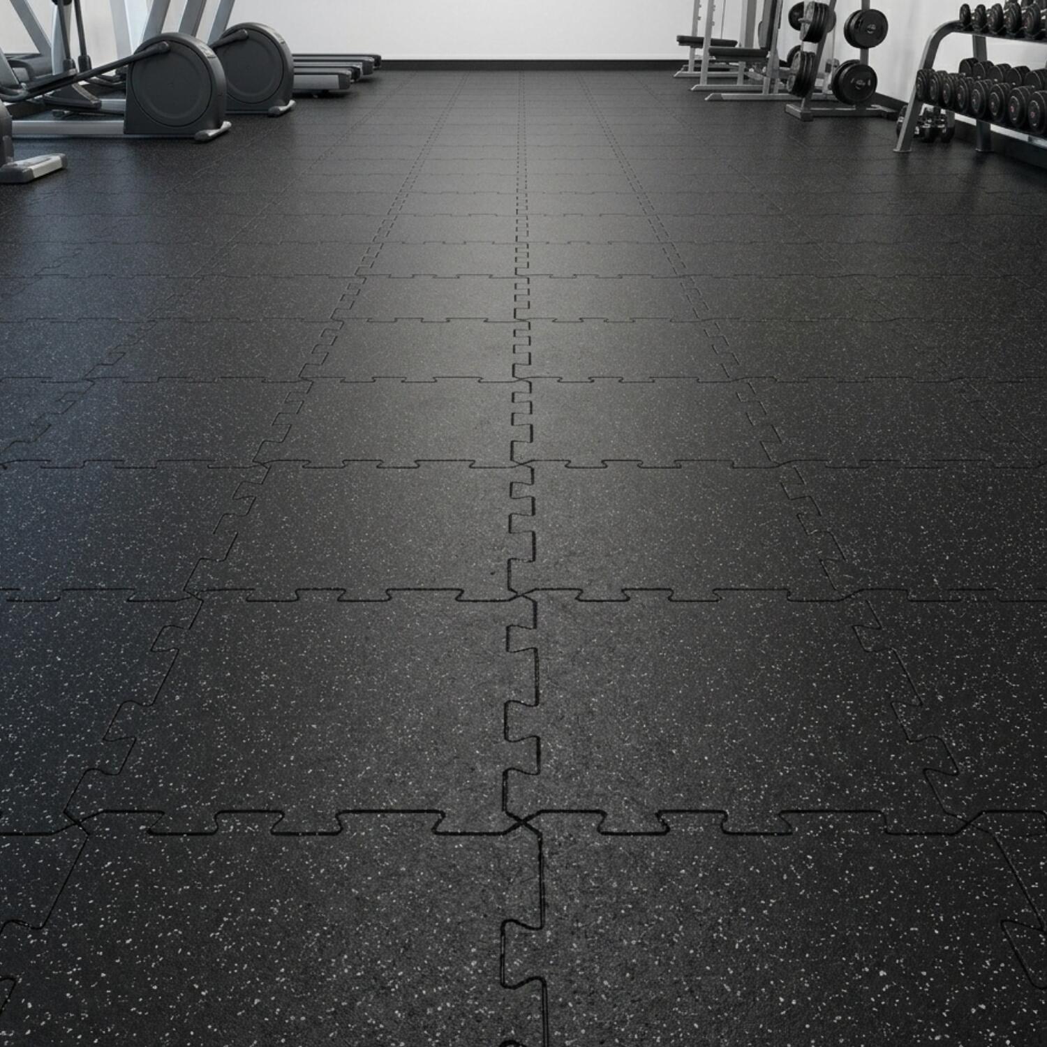 Kit suelo gimnasio 4 m² 6 mm tipo puzzle negro (EPDM gris) LESTARE 3/4