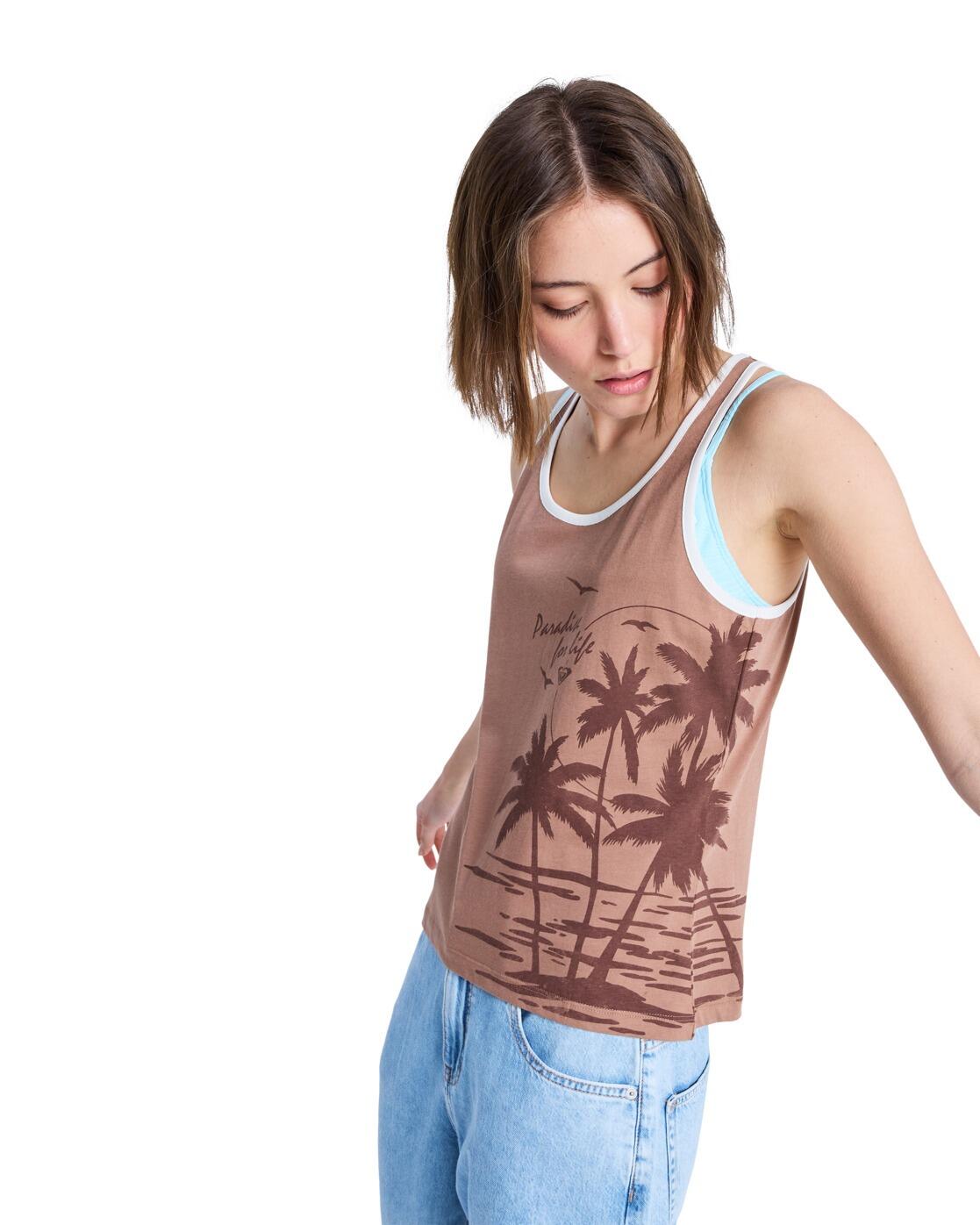 Camiseta sin mangas MOON CANYON RING Marrón Mujer 3/4