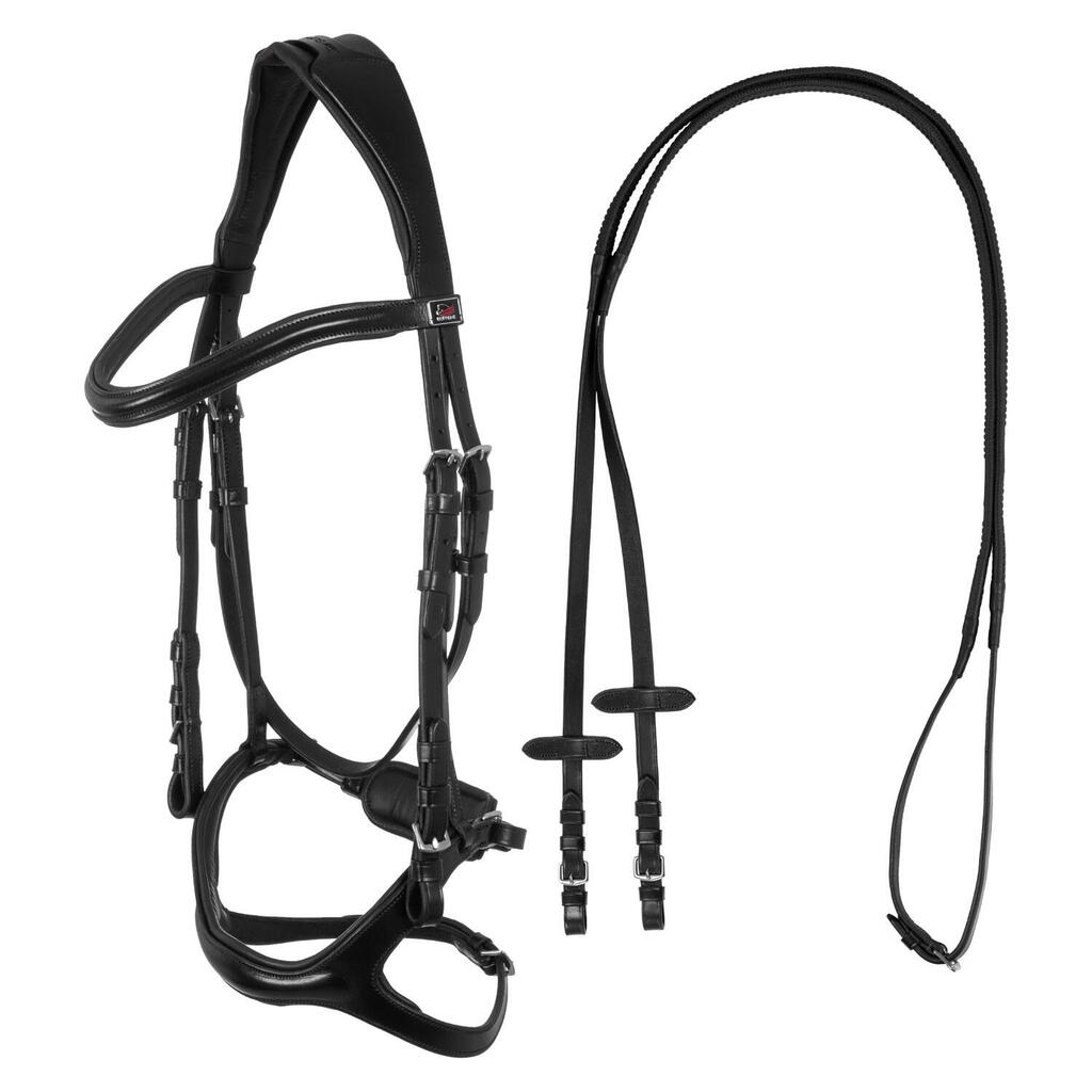 Bridle with anatomical and curved noseband