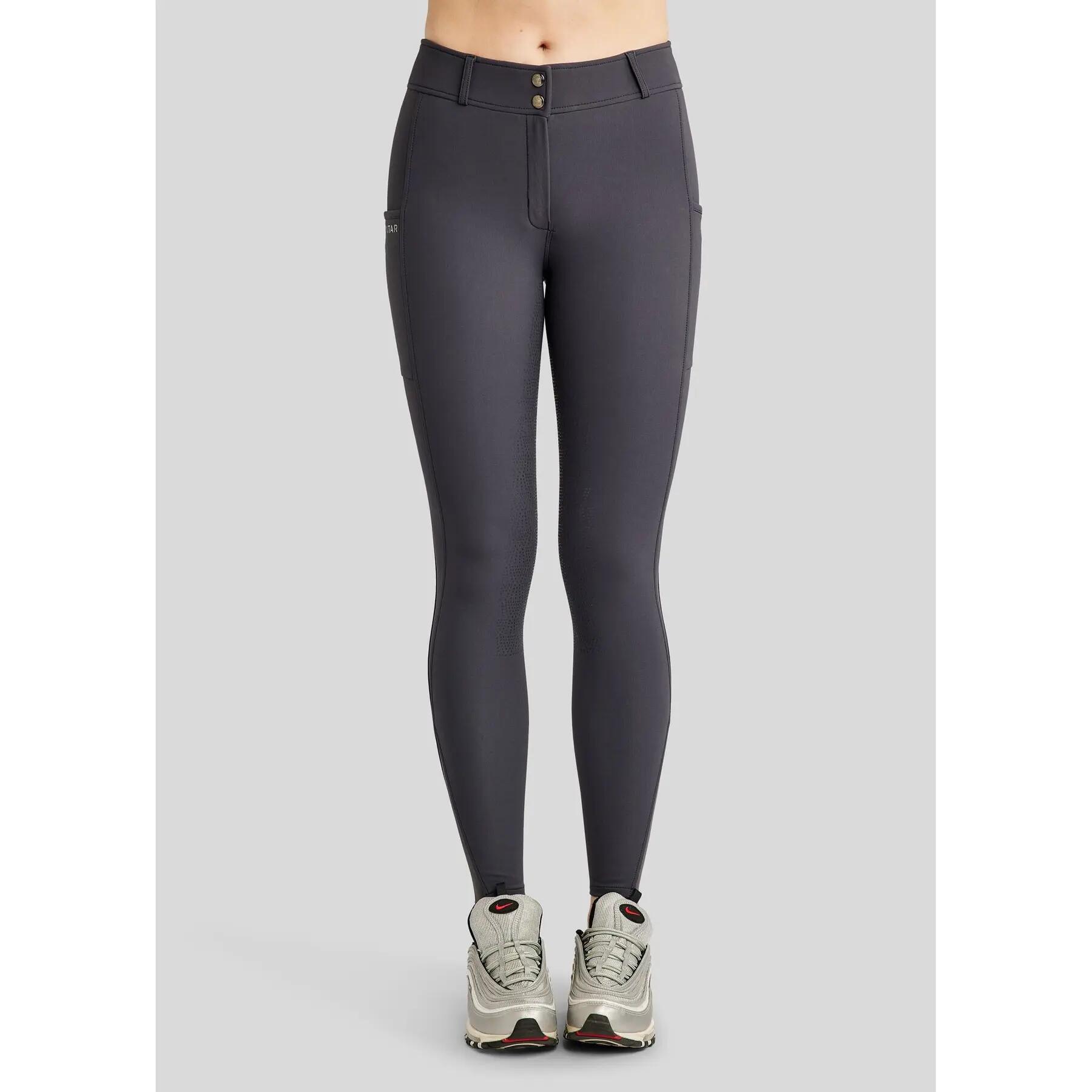 Pantalones de equitación con agarre total y bolsillos para teléfonos mujer Monta 3/5