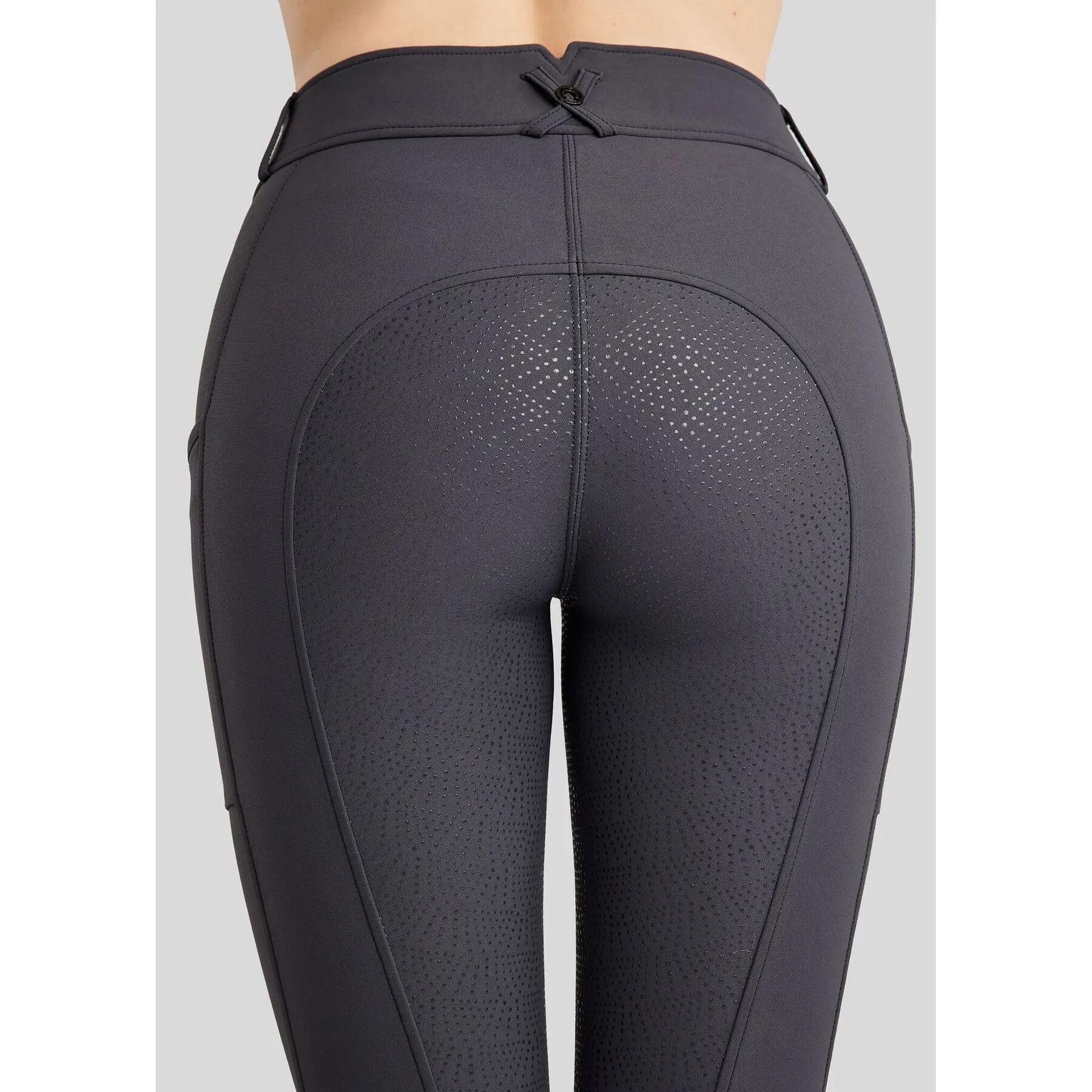 Pantalones de equitación con agarre total y bolsillos para teléfonos mujer Monta 2/5
