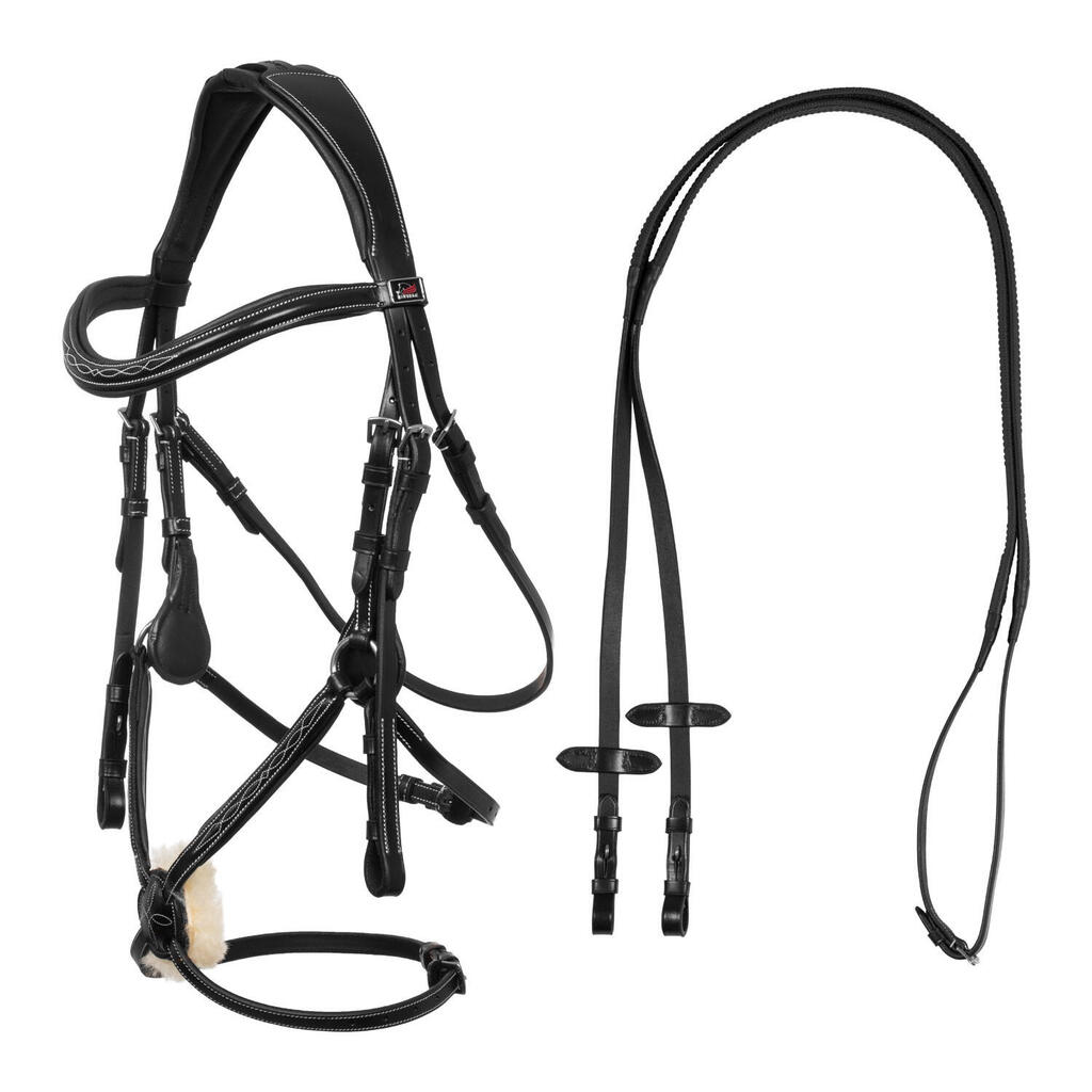Mexican bridle with anatomical and curved noseband