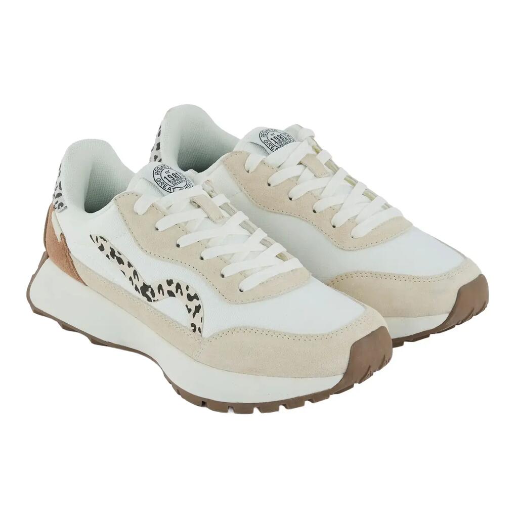 Womens/Ladies Marine Heritage II Leopard Print Suede Trainers (Vanilla)