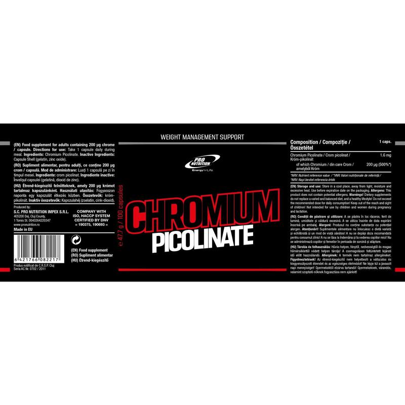 Supliment alimentar, Chromium Picolinate, 100 capsule