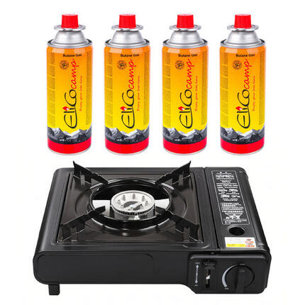 Zestaw Kuchenka gazowa turystyczna 1-palnikowa 2w1 w walizce + 4 Kartusze