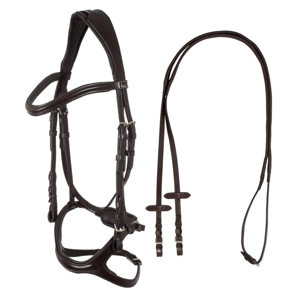 Bridle with anatomical and curved noseband