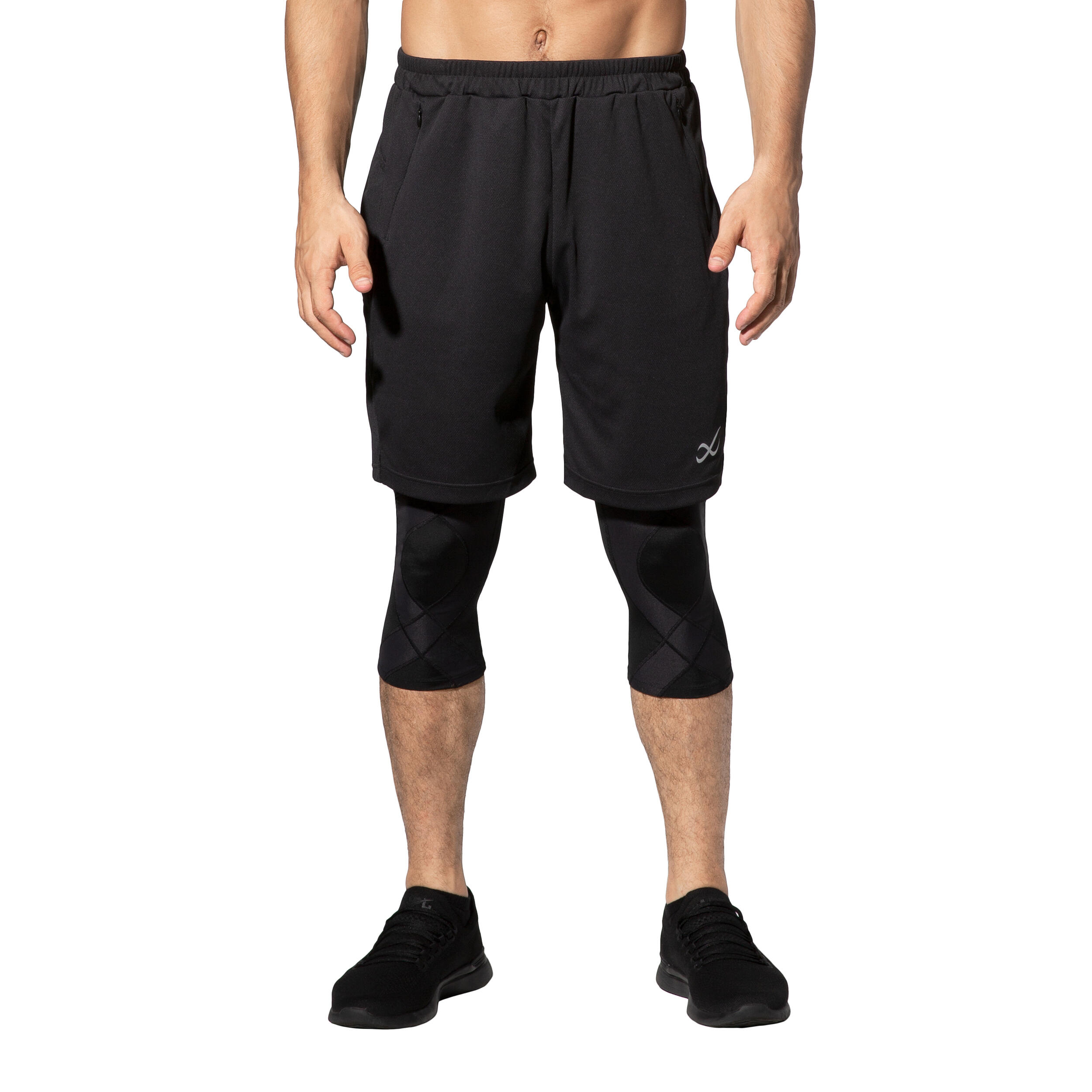 Rehab Korte keepersbroek, zwart gevoerd op heup en knie, ademend en met elastische tailleband, keepertrainingsbroek, maten: S - XL, zwart/geel, M
