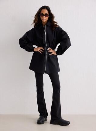 Femme Veste Zippée Imperméable Noir