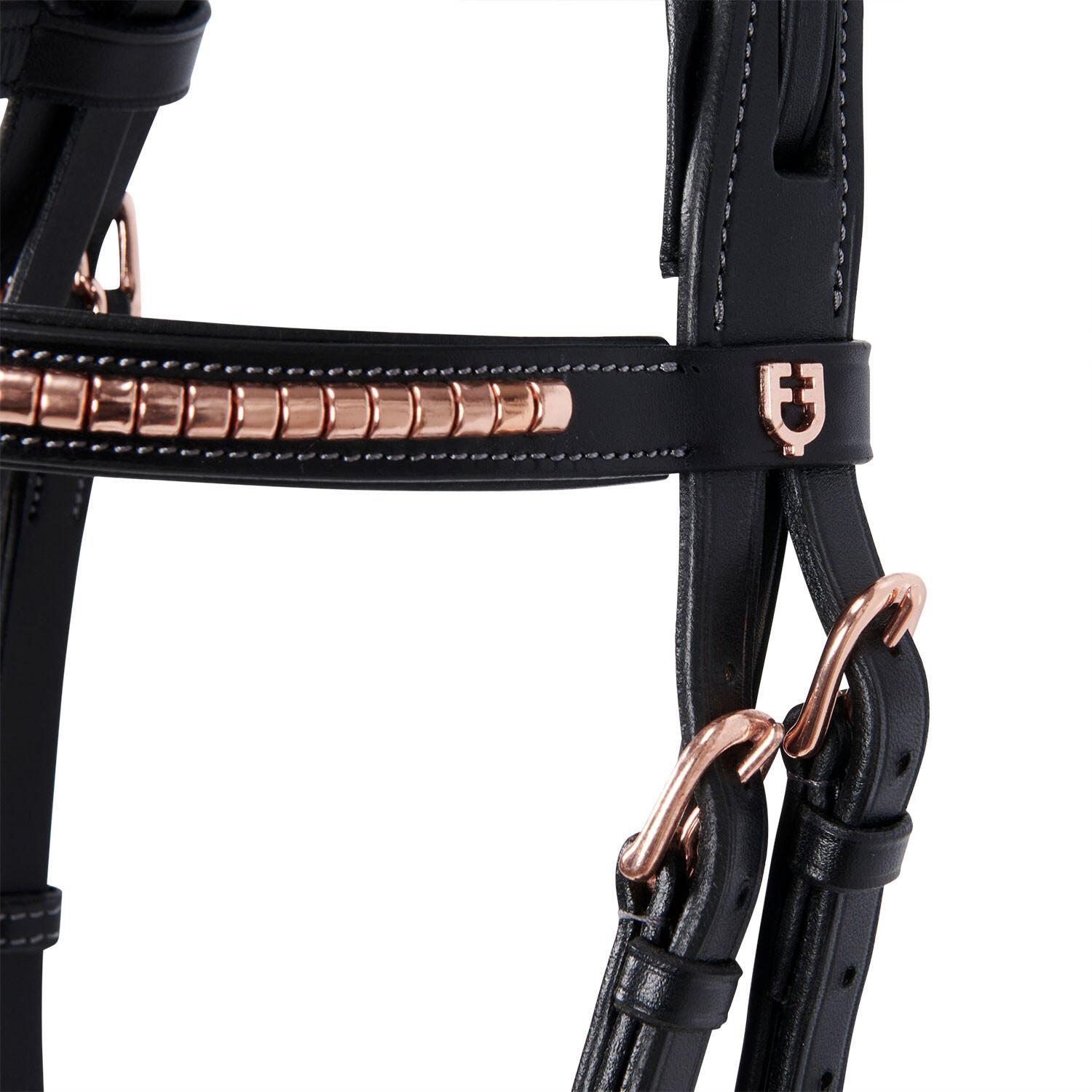Testiera anglaise en cuir clincher couleur or rose 3/7