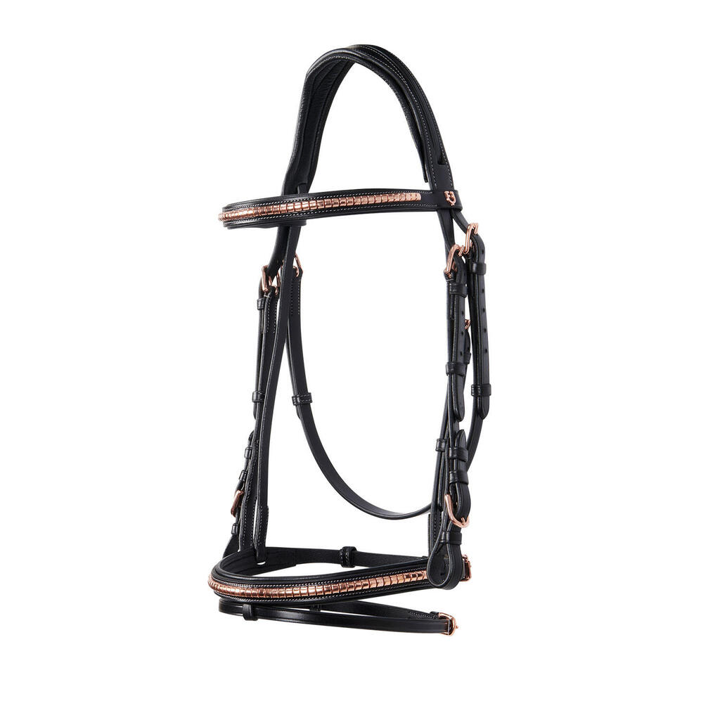 English leather clincher browband rose gold color