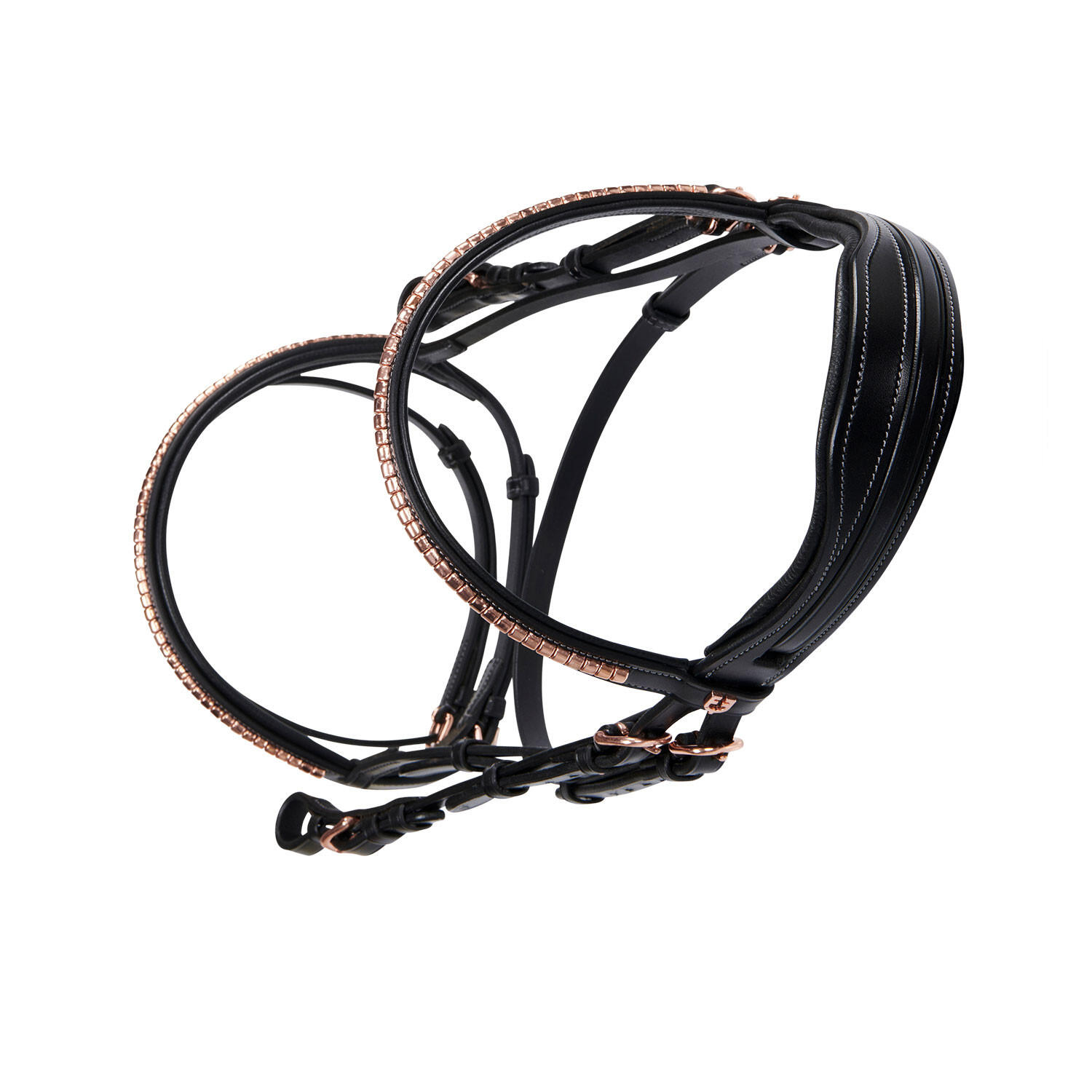 Testiera anglaise en cuir clincher couleur or rose 6/7