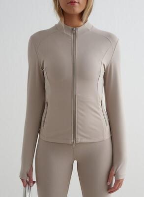 Dames jas met ritssluiting amandel wit