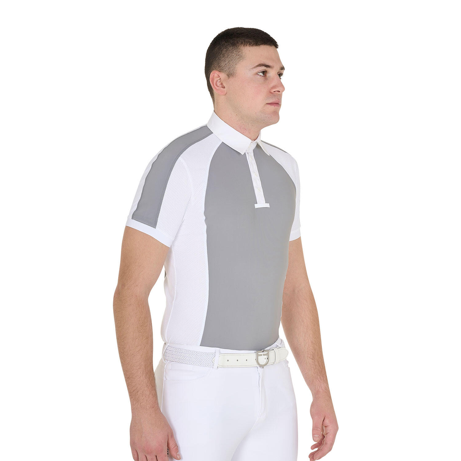 Polo de hombre de concurso entallado de cuatro botones 5/6