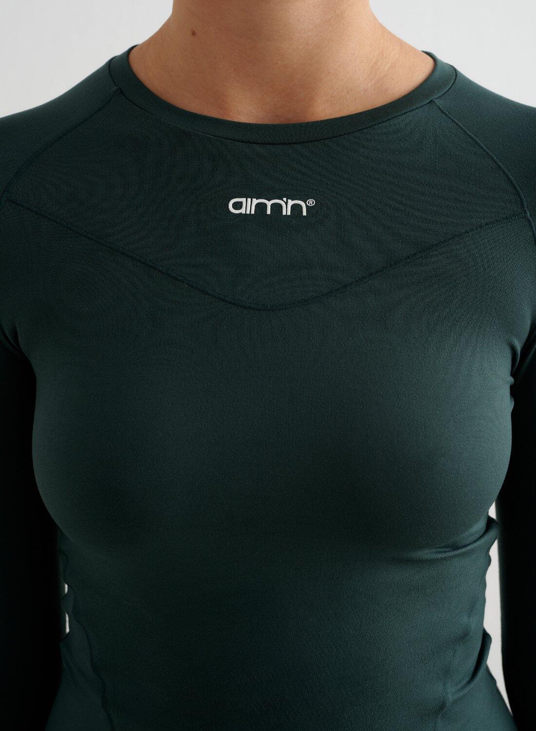 Mujer Camiseta de Manga Larga Suave Transpirable Verde Oscuro 5/6