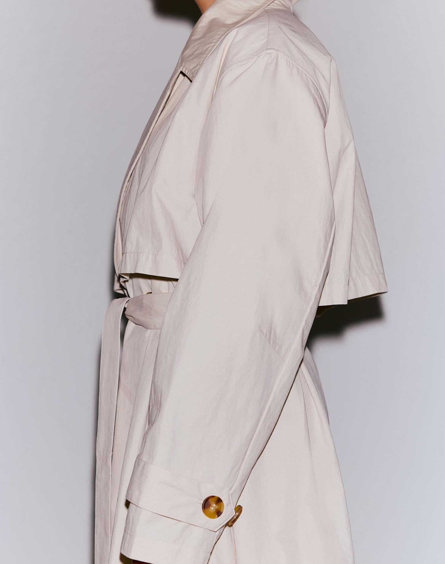 Gabardina Mujer Repelente al Agua Doble Botonadura Larga Femme Beige 7/7