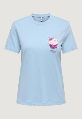 Crop top t-shirt onlkita life s/s glam top box jrs dames blauw