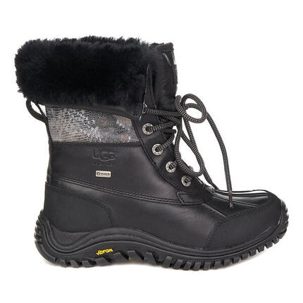 Ugg Adirondack Ii Bottes De Neige Serpent Cuir Véritable Doublé De Fourrure Noir