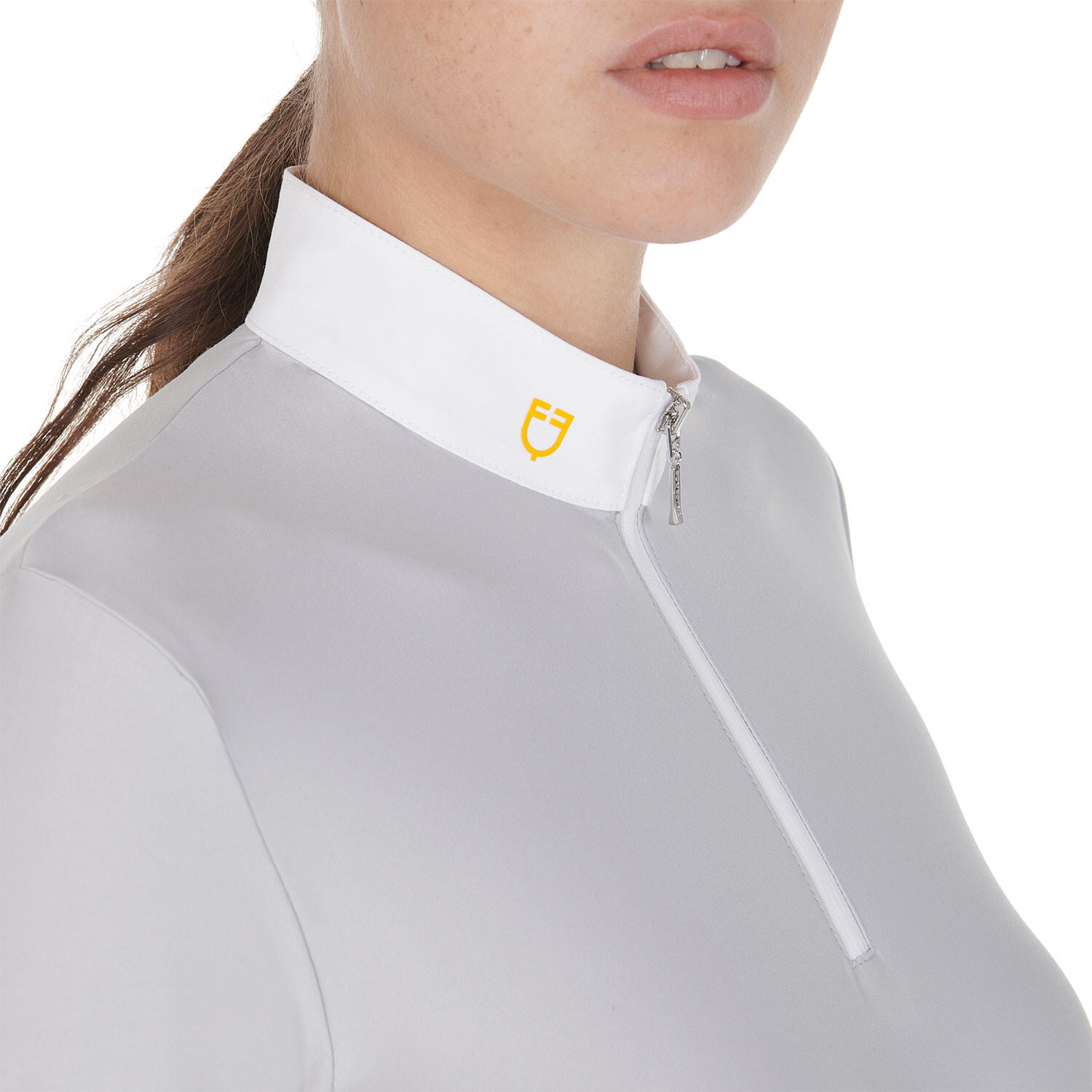 Polo donna manica lunga in tessuto tecnico felpato 3/6