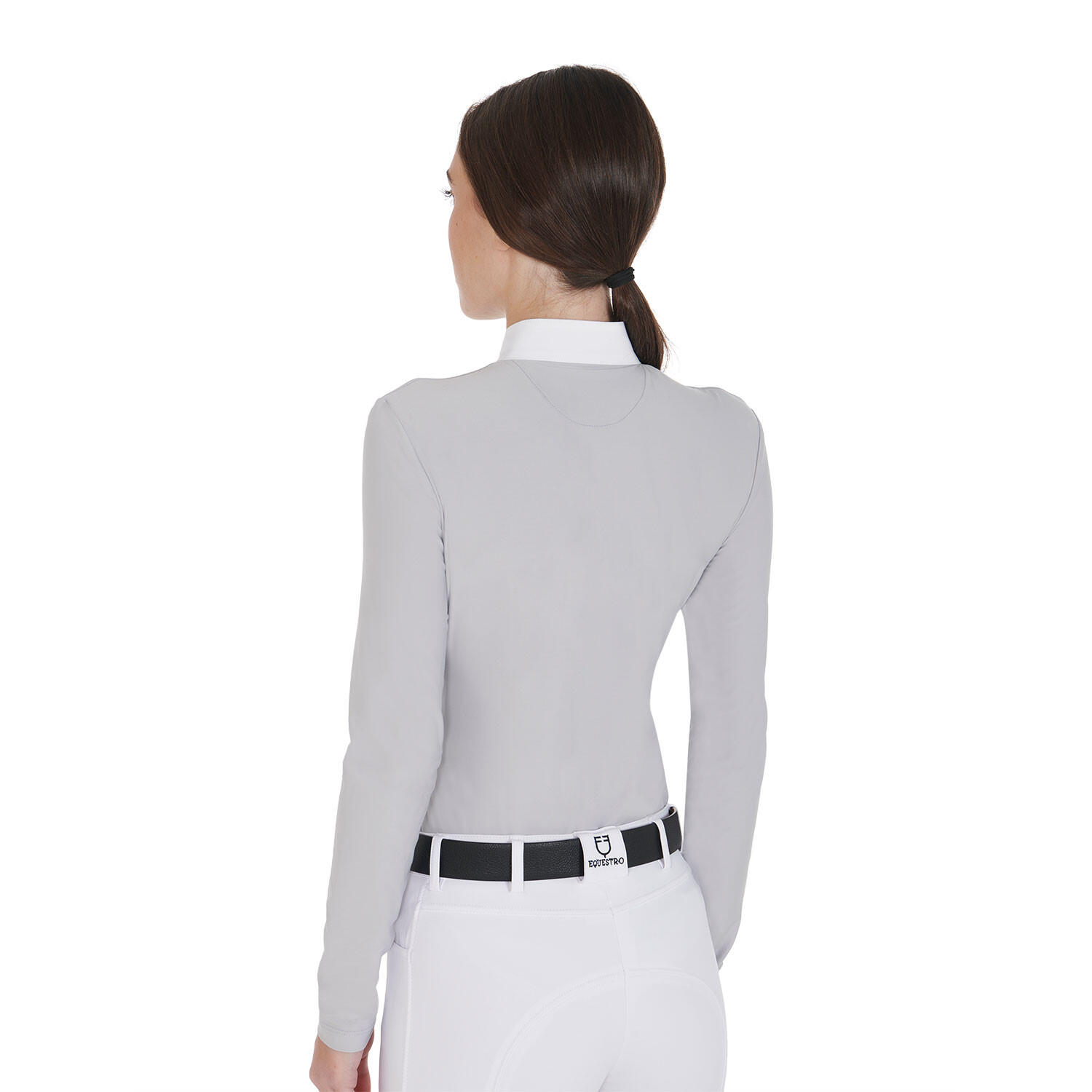 Polo donna manica lunga in tessuto tecnico felpato 2/6