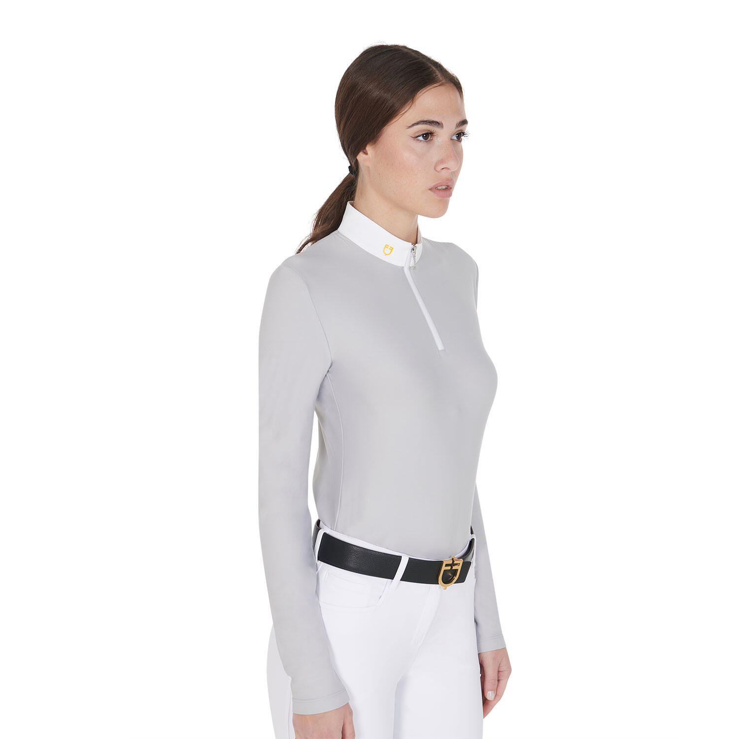 Polo donna manica lunga in tessuto tecnico felpato 4/6