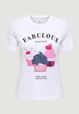 Crop top t-shirt onlkita life s/s glam top box jrs dames crème