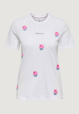 Crop top t-shirt onlkita life s/s glam top box jrs dames wit