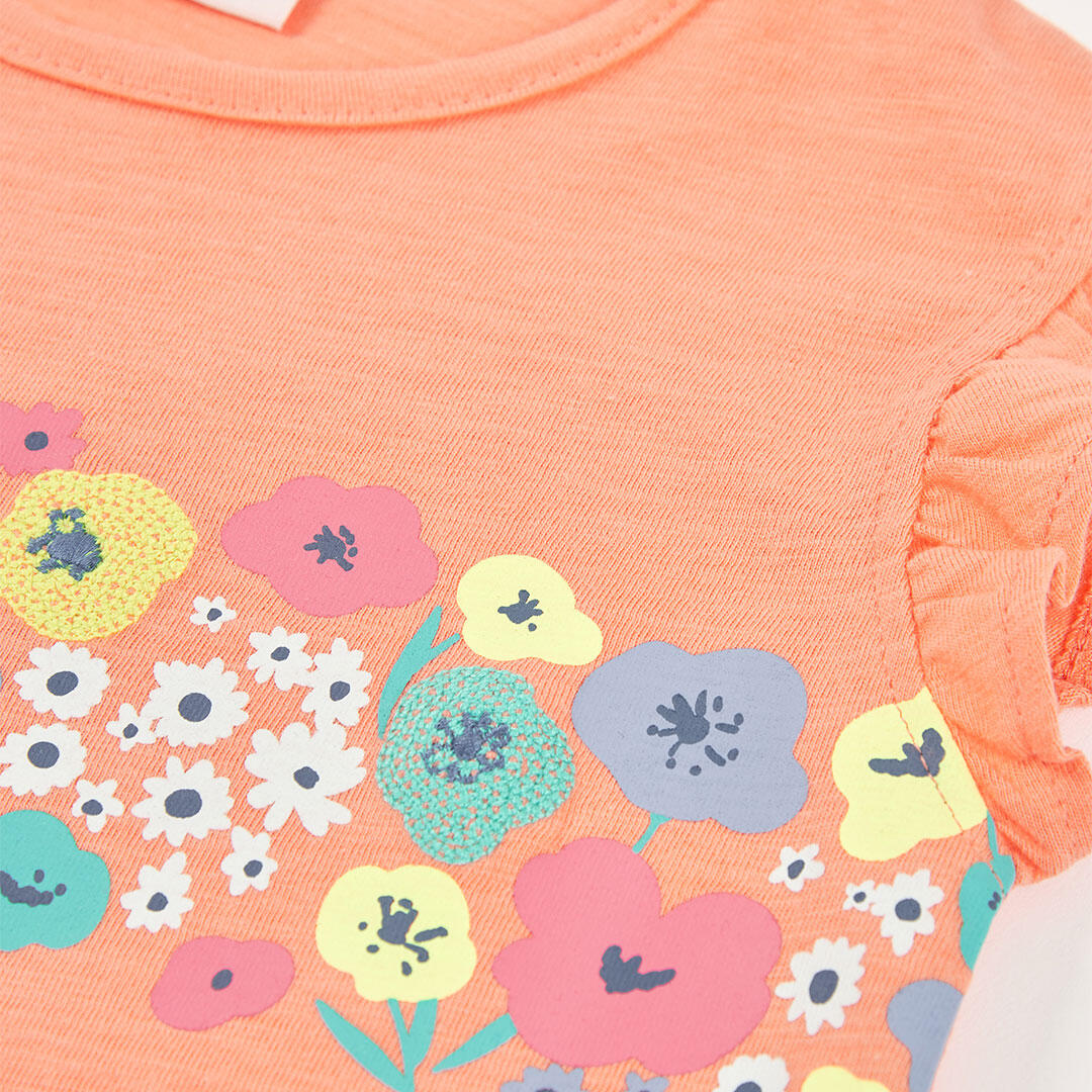 Camisetas de verano de senderismo kids niña boboli naranja 3/4