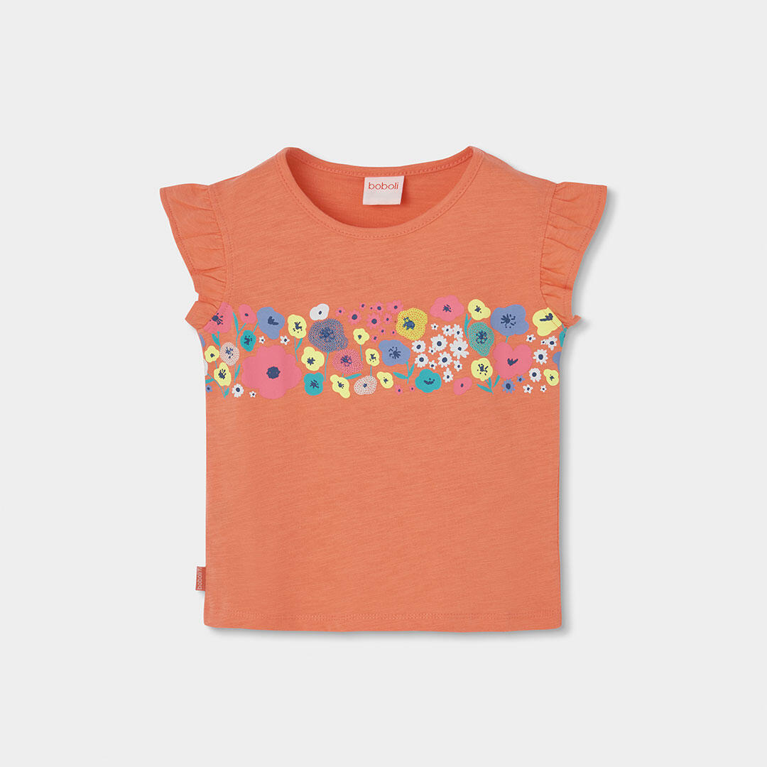 Camisetas de verano de senderismo kids niña boboli naranja 1/4