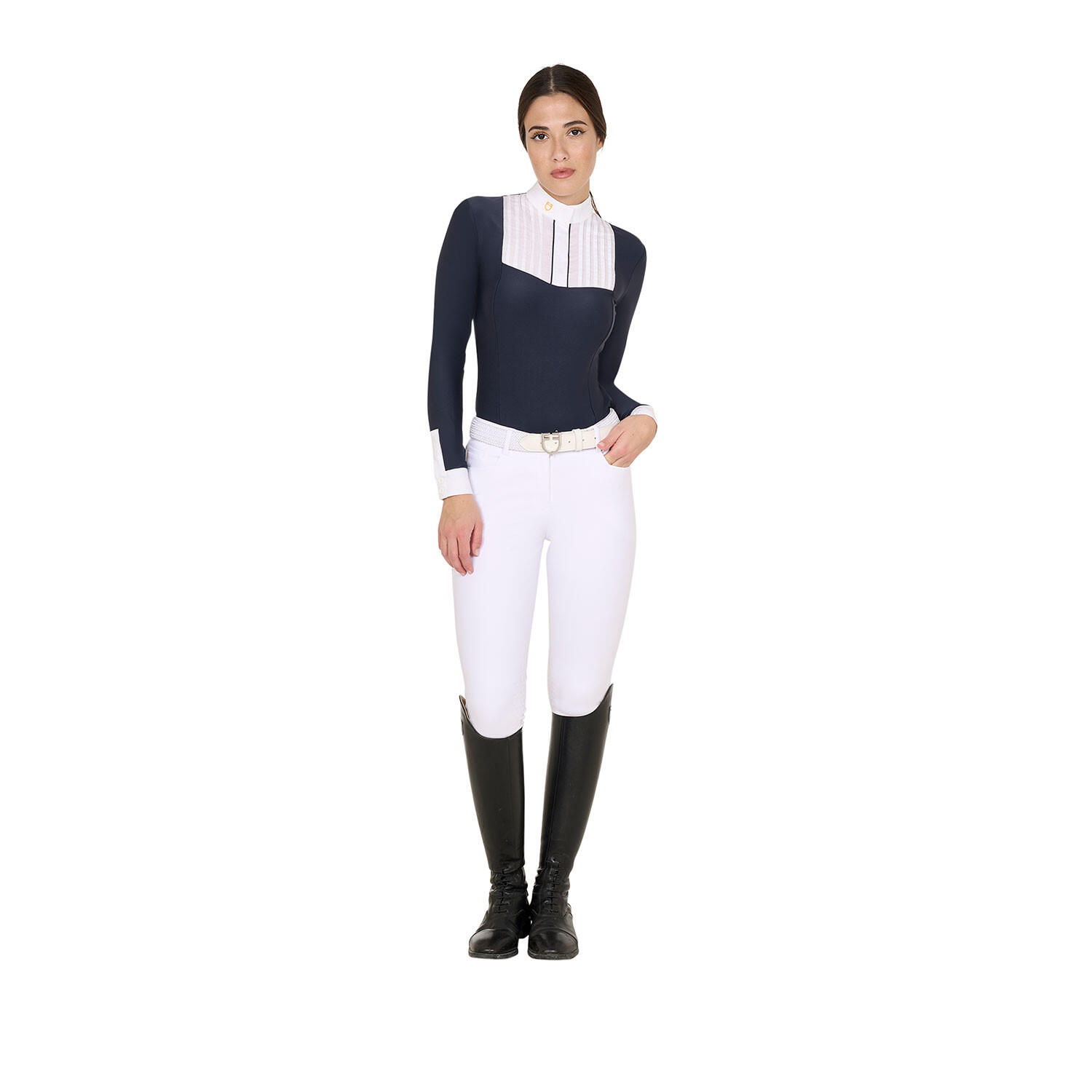 Polo femme coupe slim avec coton plissé 6/6