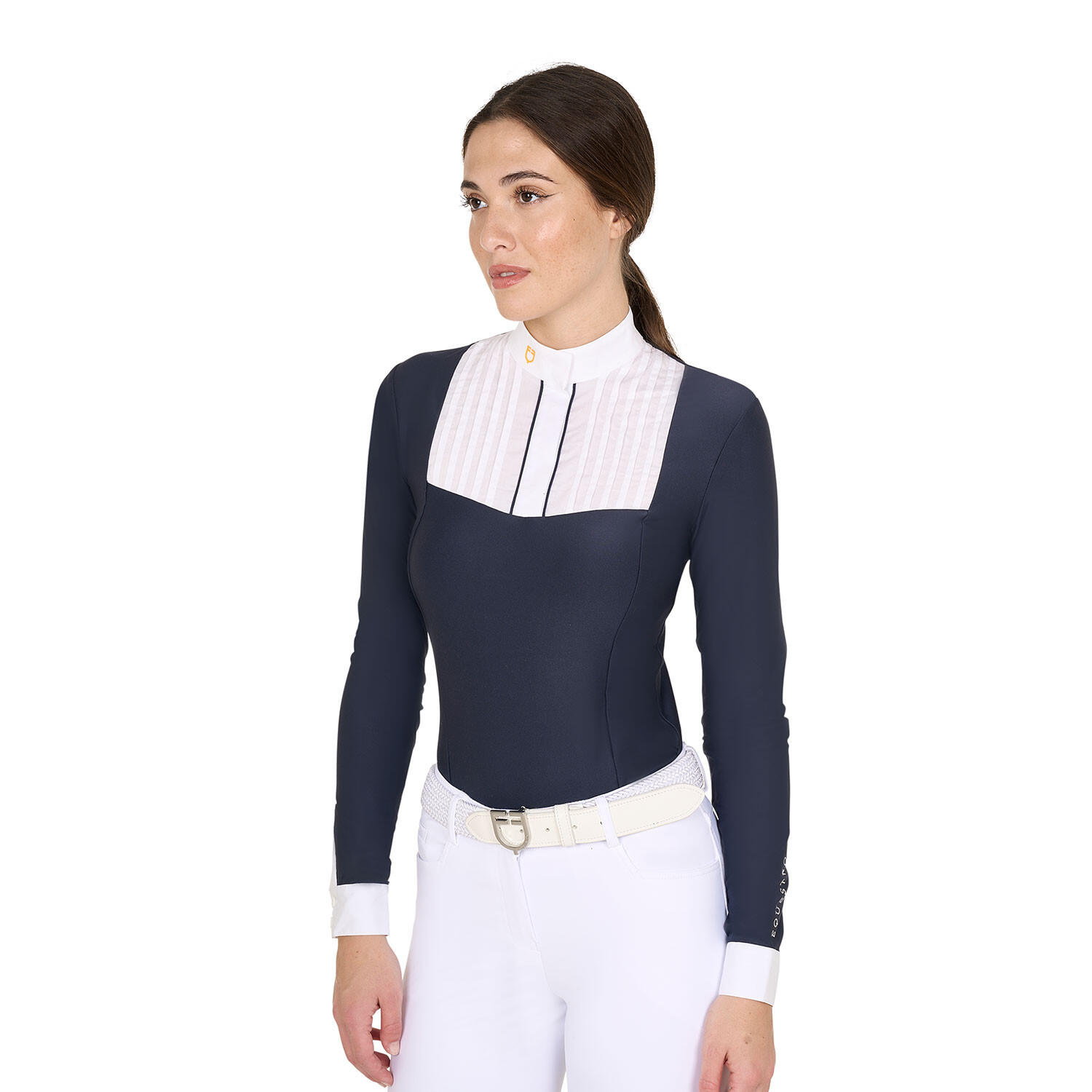 Polo femme coupe slim avec coton plissé 5/6