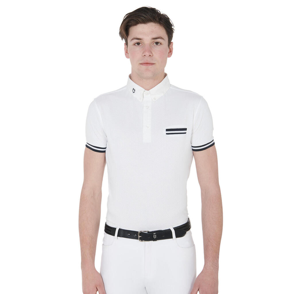 Men’s slim fit competition polo shirt with black inserts