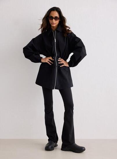 Femme Veste Zippée Imperméable Noir