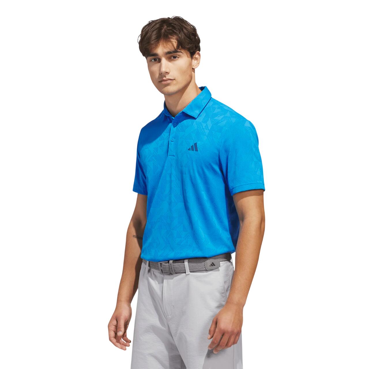 Adidas Ult365 Textured Jacquard, Polo de golf pour homme, bleu 2/4