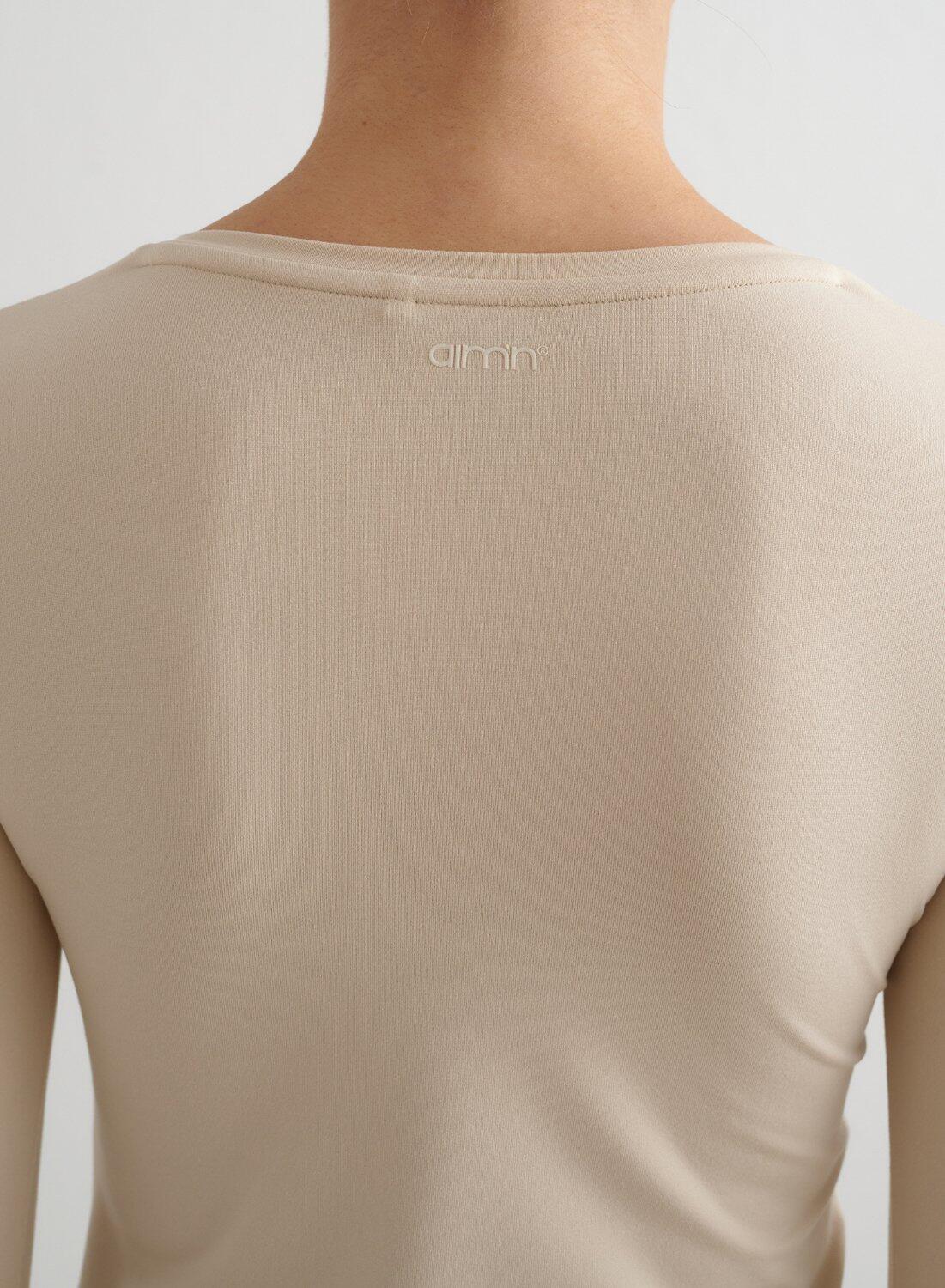 Femme Haut Manches Longues Ultra-doux Séchage Rapide Col en V Soft Basic Beige 5/6