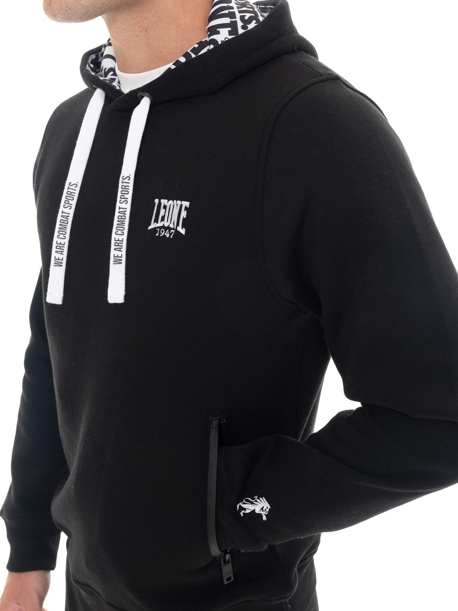 Felpa invernale uomo con cappuccio pull on, logo piccolo Leone 1947 Soft Basic 3/5