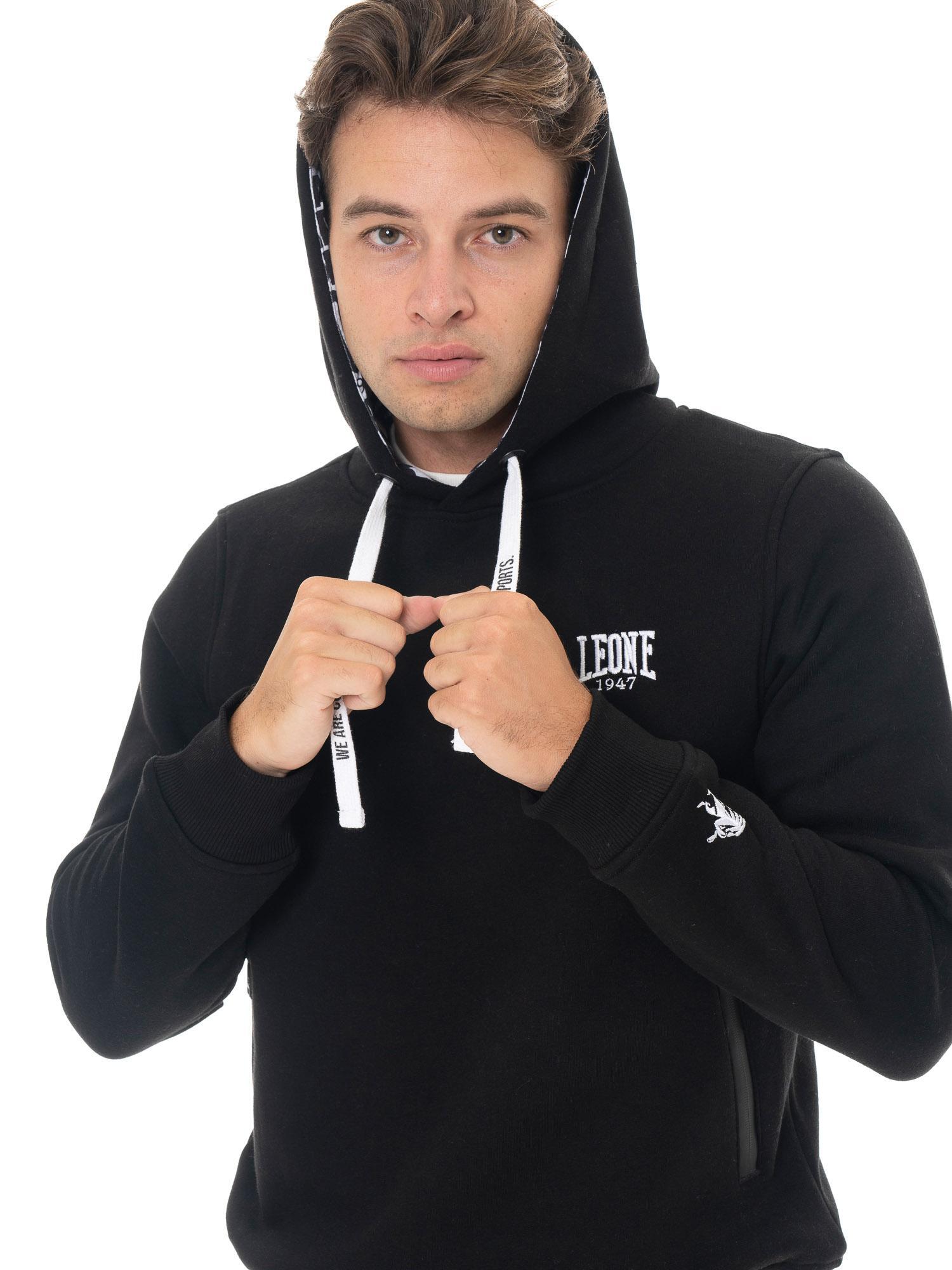Felpa invernale uomo con cappuccio pull on, logo piccolo Leone 1947 Soft Basic 5/5