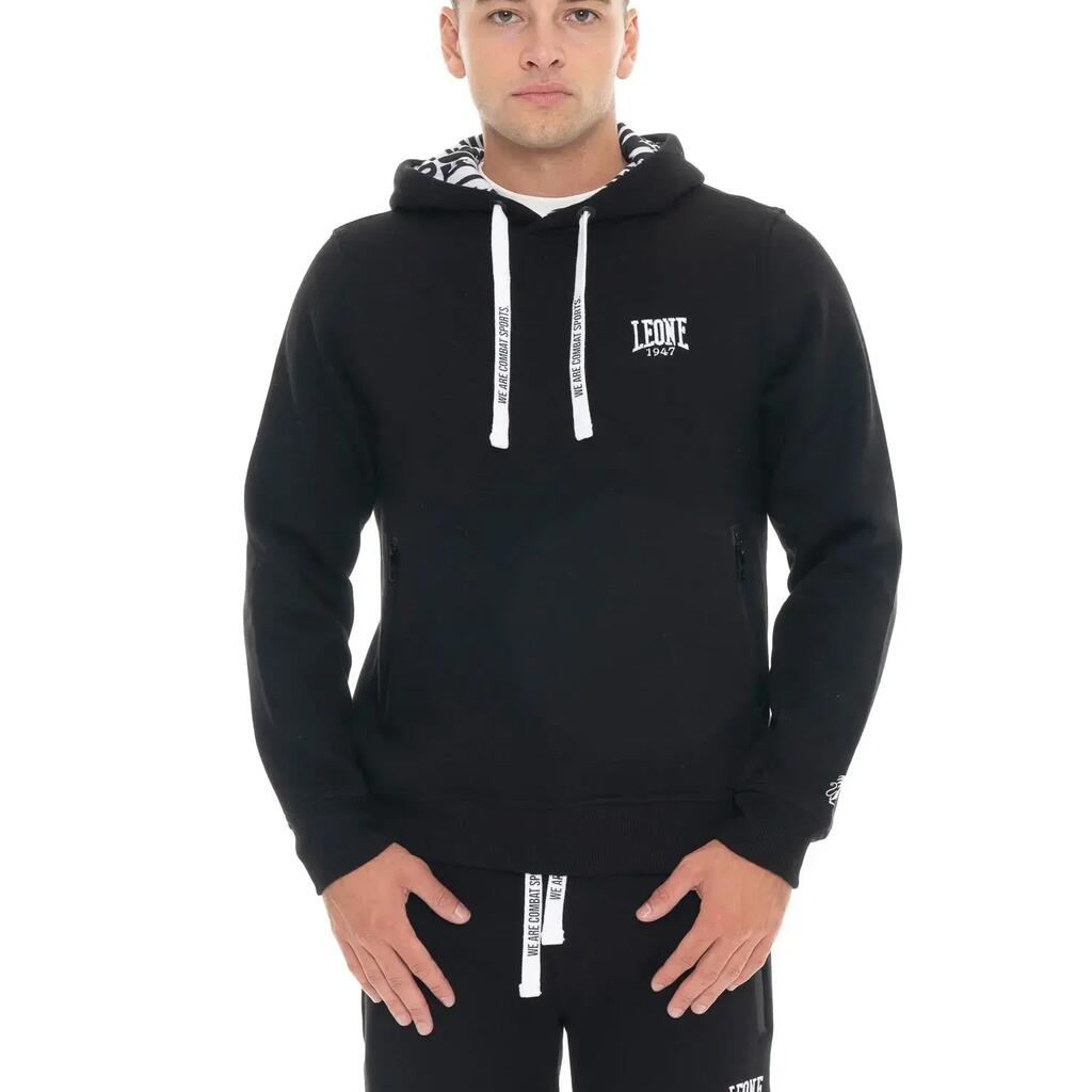 Men's winter pull-on hoodie with small Leone 1947 Soft Basic logo