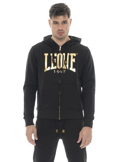 Felpe invernale da uomo con cappuccio e zip logo grande Leone 1947 Gold